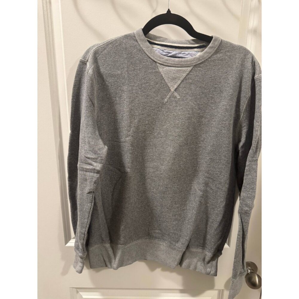 Tommy Hilfiger Sweatshirt Men's Medium Gray Waffle Knit Crewneck Casual Pullover